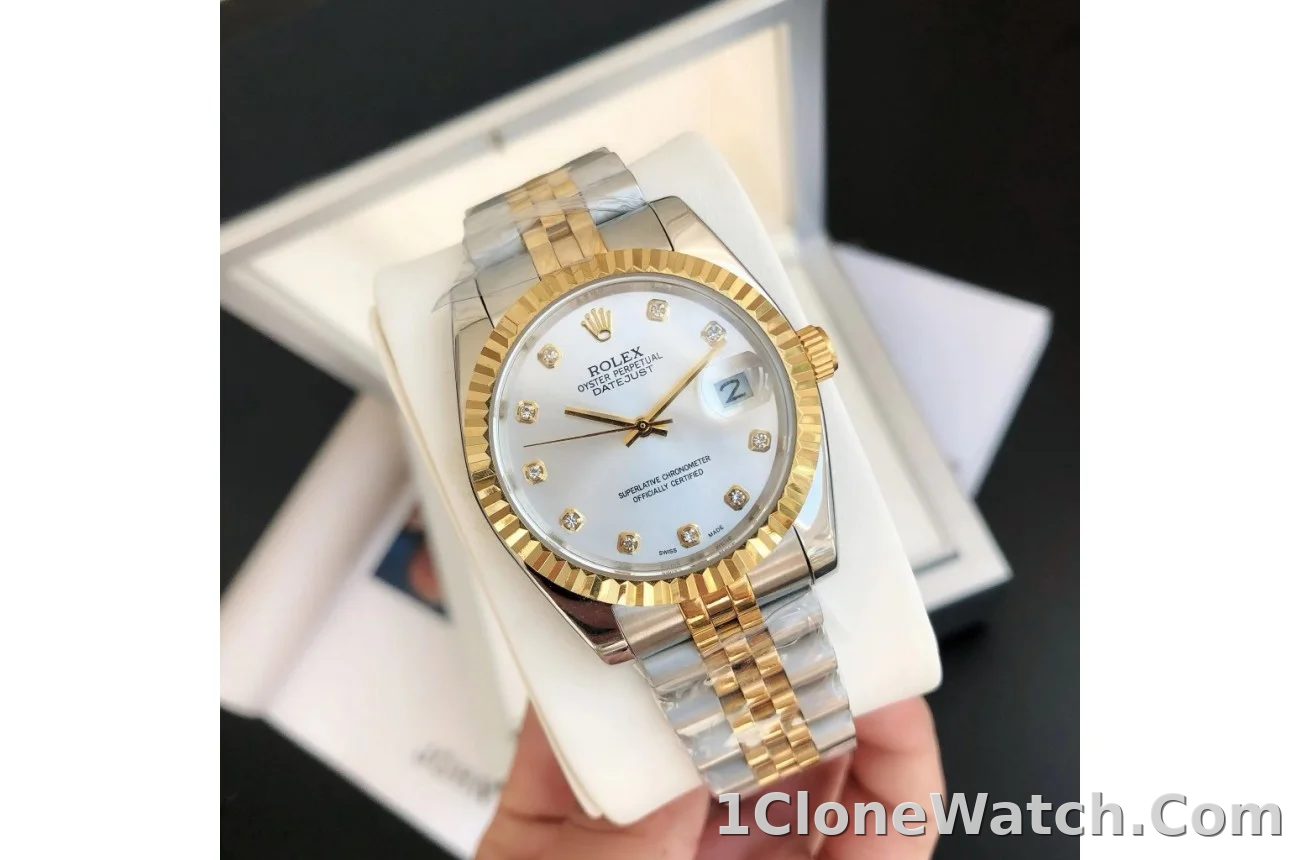 Couple Watches Rolex Datejust 36/28mm RG/SS Jub Sliver/Dia - detail