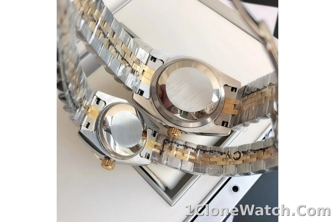 Couple Watches Rolex Datejust 36/28mm RG/SS Jub Sliver/Dia - detail