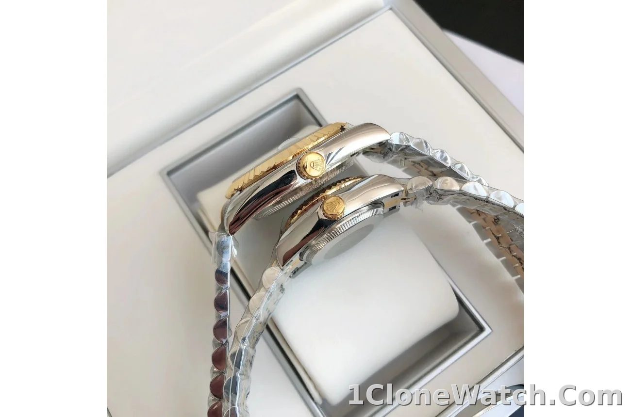 Couple Watches Rolex Datejust 36/28mm RG/SS Jub Sliver/Dia - detail