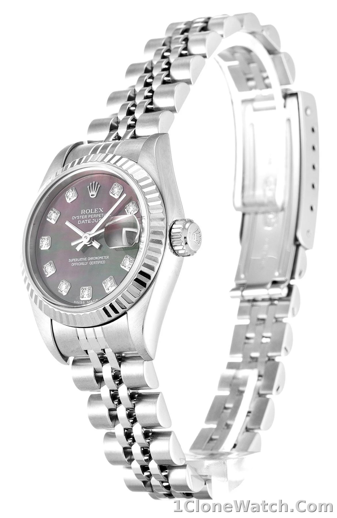Rolex Lady-Datejust 26mm Mother of Pearl   Black Dial 79174 - detail