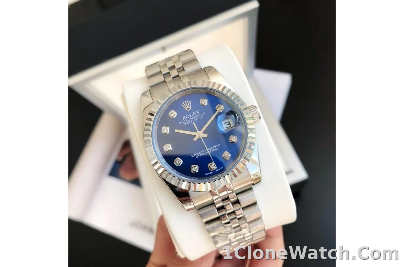 Couple Watches Rolex Datejust 36/28mm SS/SS Jub Blue/Dial - detail