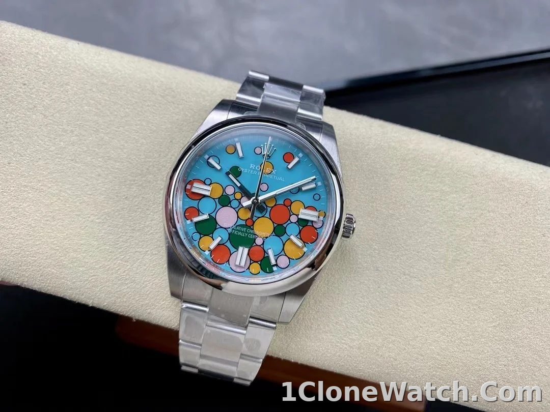 Superclone Rolex Oyster Perpetual 41 mm Turquoise Dial 124300 - detail