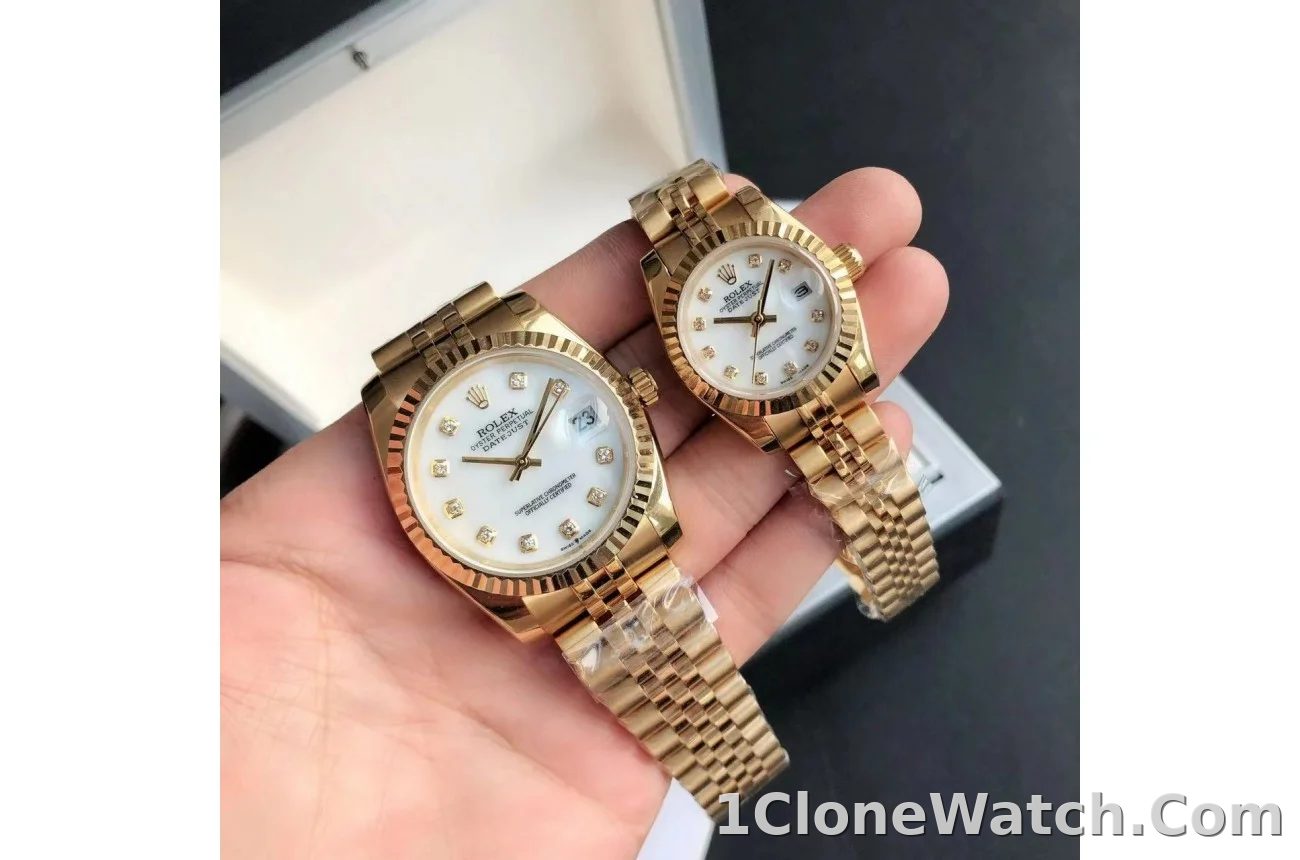 Couple Watches Rolex Datejust 36/28mm RG/RG Jub White/Dial