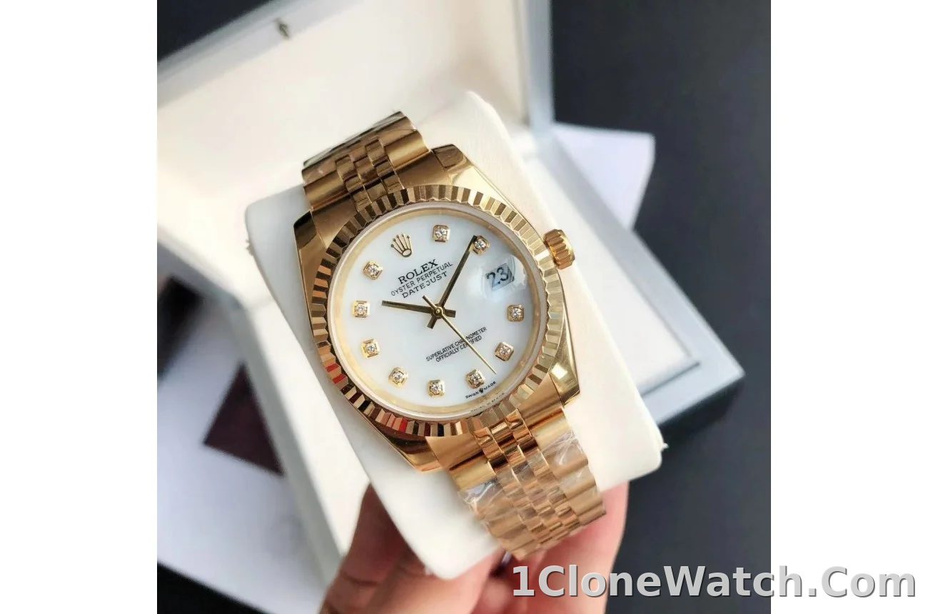 Couple Watches Rolex Datejust 36/28mm RG/RG Jub White/Dial - detail