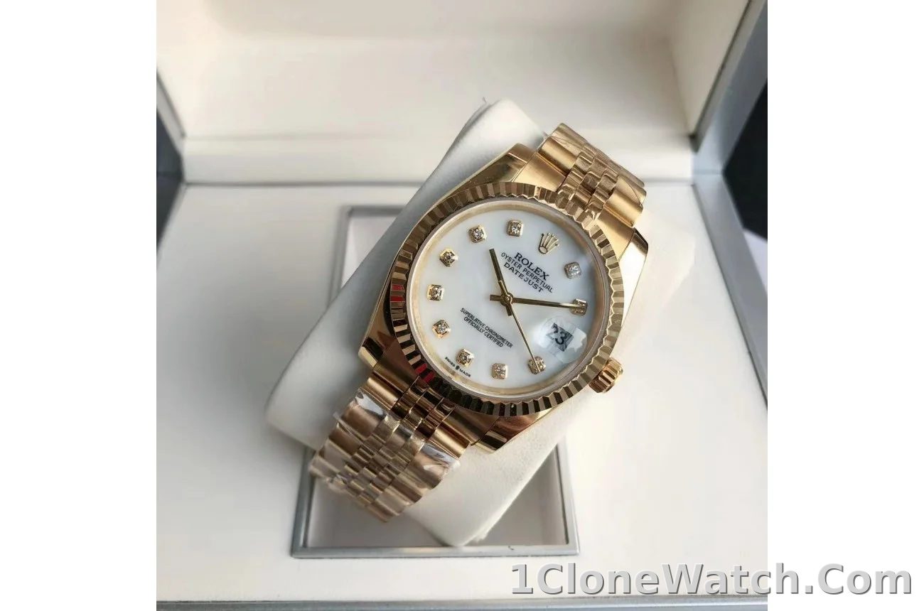 Couple Watches Rolex Datejust 36/28mm RG/RG Jub White/Dial - detail