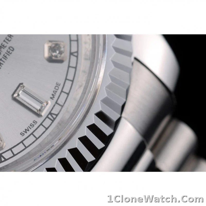 Superclone Rolex Day-Date 40mm Silver Dial 41995 - detail