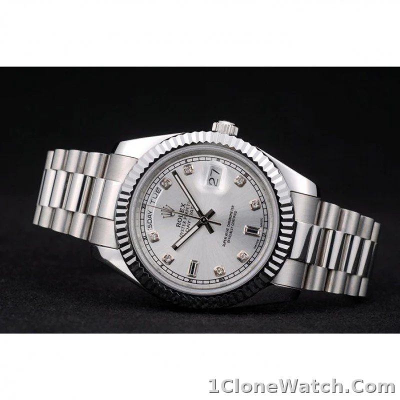 Superclone Rolex Day-Date 40mm Silver Dial 41995 - detail