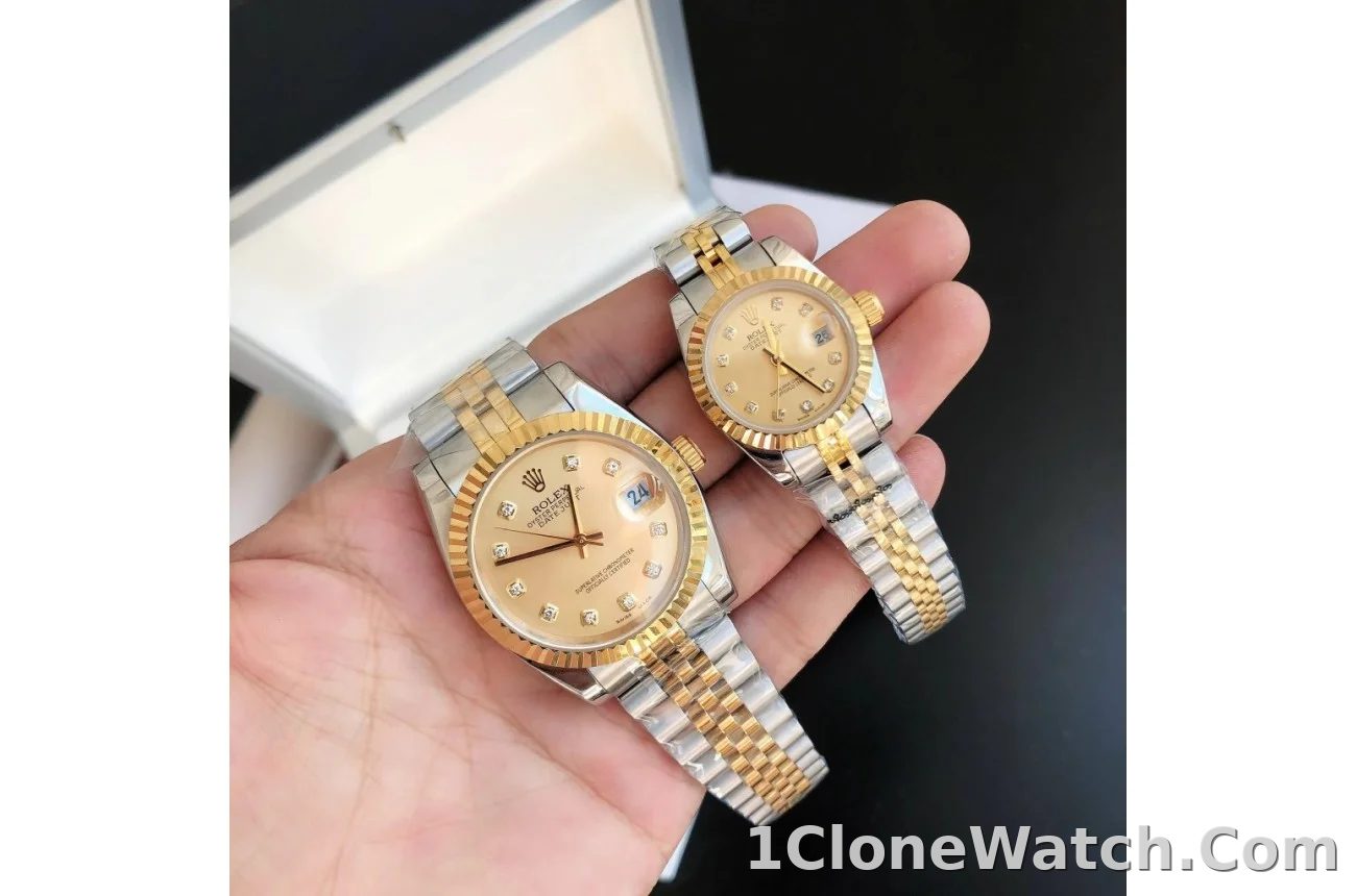 Couple Watches Rolex Datejust 36/28mm RG/SS Jub Gold/Dial