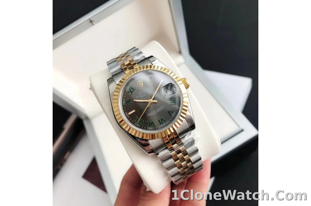 Couple Watches Rolex Datejust 36/28mm RG/SS Jub Grey/Rmn - detail