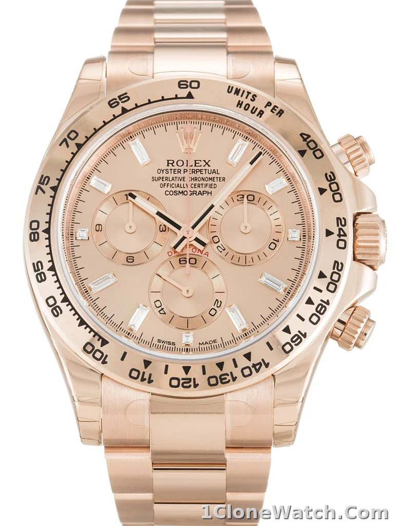 Rolex Daytona 40mm Rose Diamond Baguette Dial 116505