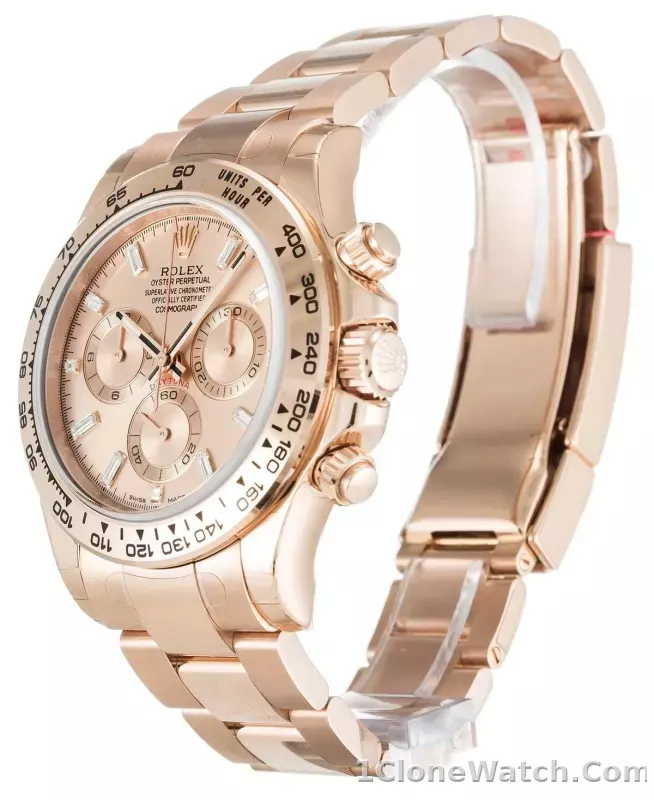 Rolex Daytona 40mm Rose Diamond Baguette Dial 116505 - detail