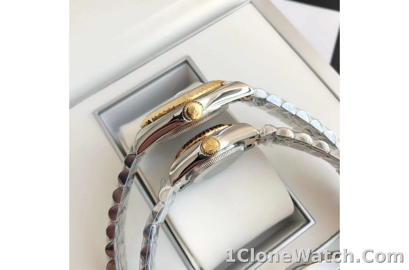 Couple Watches Rolex Datejust 36/28mm RG/SS Jub Gold/Dial - detail