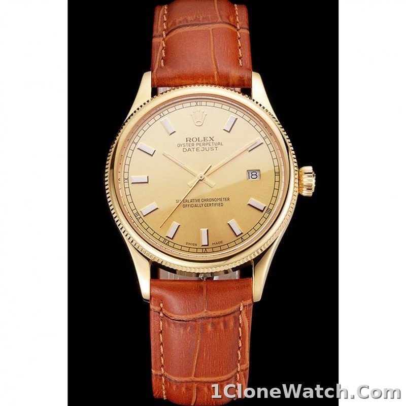 Superclone Rolex Datejust 38mm Gold Dial REP016818 - detail
