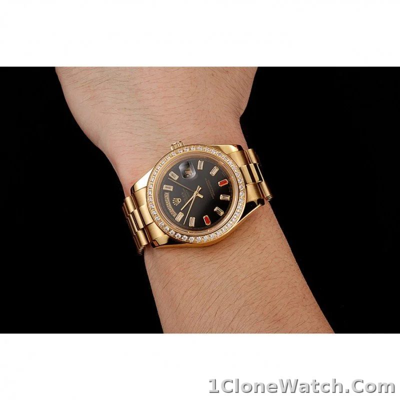 Superclone Rolex Day-Date 36mm Black Dial 1454101 - detail