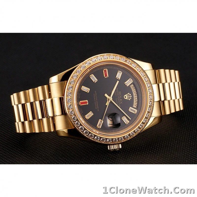 Superclone Rolex Day-Date 36mm Black Dial 1454101 - detail