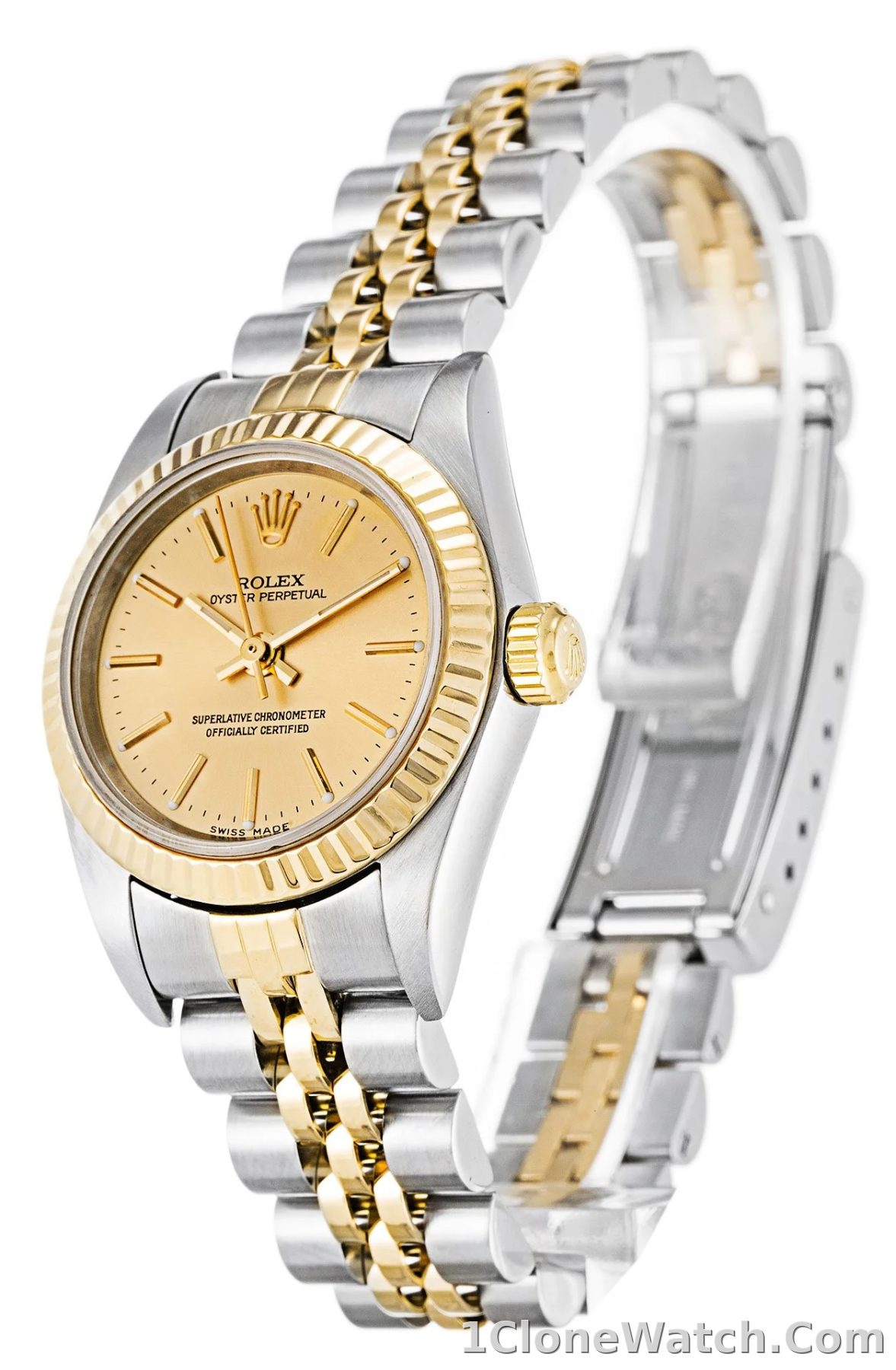 Rolex Oyster Perpetual Lady 24mm Gold Dial 76193 - detail