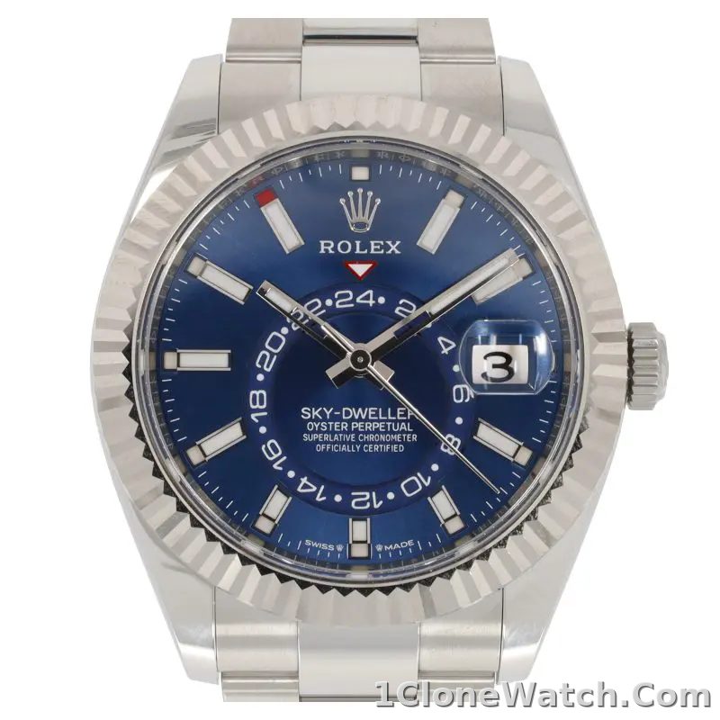Superclone Rolex Sky-Dweller 42 mm Bright blue Dial 336934 Oyster - detail