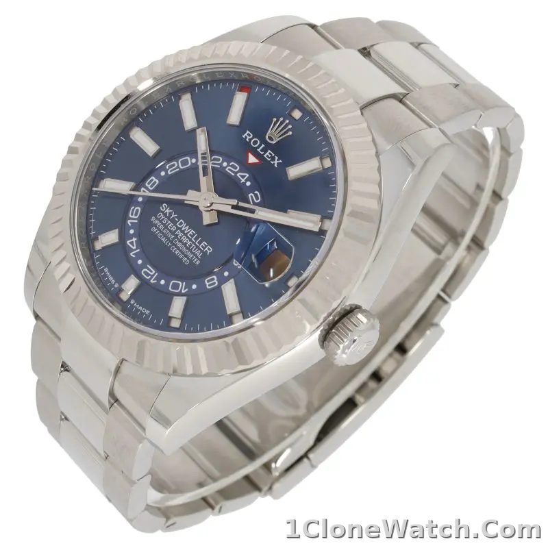 Superclone Rolex Sky-Dweller 42 mm Bright blue Dial 336934 Oyster - detail
