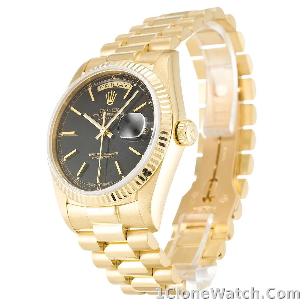 Rolex Day-Date 36mm Black Dial 18038 - detail