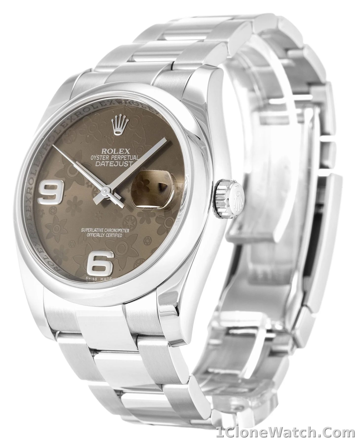 Rolex Datejust 36mm Brown Floral Dial 116200 - detail