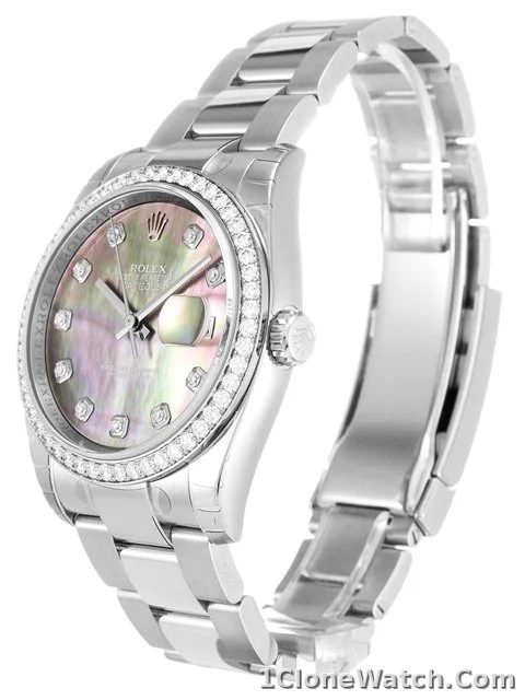 Rolex Datejust 36mm Mother of Pearl   Black Dial 116244 - detail