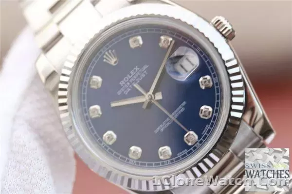 ROLEX DATEJUST BLUE DIAL STAINLESS STEEL 41MM SWISS REPLICA m126334.0015 - detail