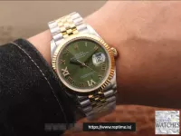 ROLEX DATEJUST GREEN DIAL 18K YELLOW GOLD 36MM SWISS REPLICA m126233.0025 - view 11
