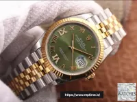 ROLEX DATEJUST GREEN DIAL 18K YELLOW GOLD 36MM SWISS REPLICA m126233.0025 - view 4