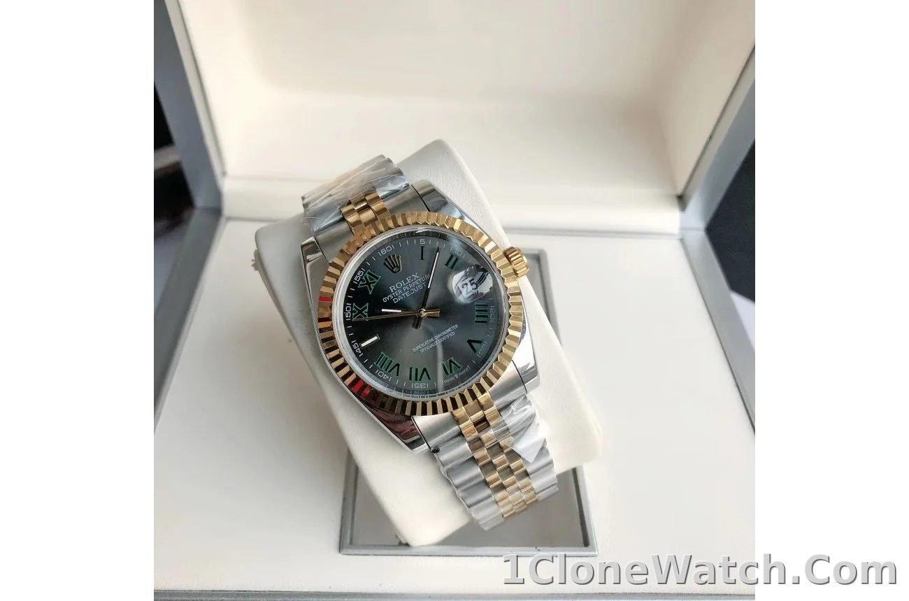 Couple Watches Rolex Datejust 36/28mm RG/SS Jub Grey/Rmn - detail