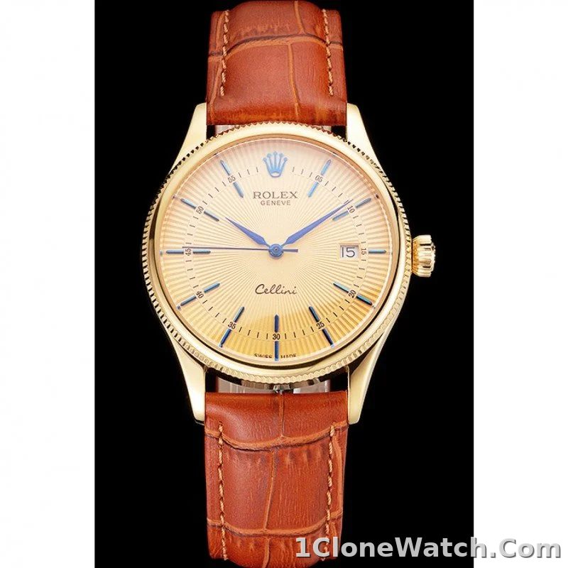 Superclone Rolex Cellini 38mm Gold Dial REP016797 - detail