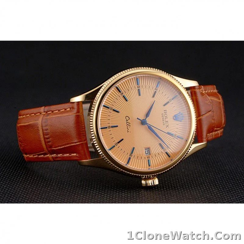 Superclone Rolex Cellini 38mm Gold Dial REP016797 - detail