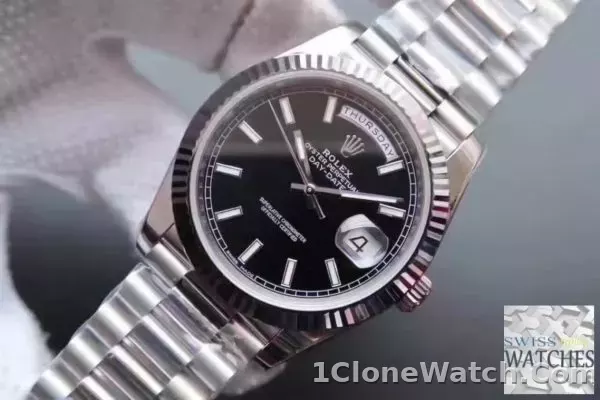 ROLEX DAY DATE BLACK DIAL SAPPHIRE CRYSTAL 41MM SWISS REPLICA 118239.1 - detail