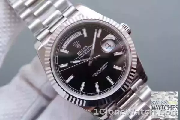 ROLEX DAY DATE BLACK DIAL SAPPHIRE CRYSTAL 41MM SWISS REPLICA 118239.1 - detail