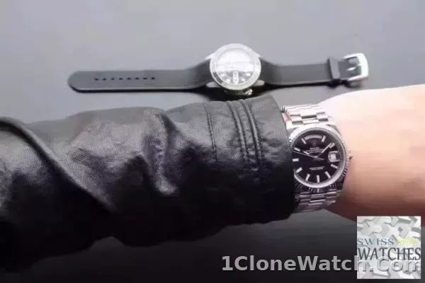 ROLEX DAY DATE BLACK DIAL SAPPHIRE CRYSTAL 41MM SWISS REPLICA 118239.1 - detail