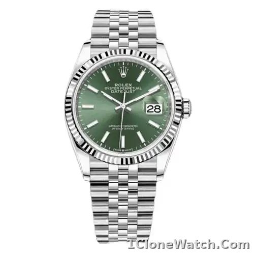 Rolex Datejust 36 Green Index Oystersteel White Gold Jubilee 106234