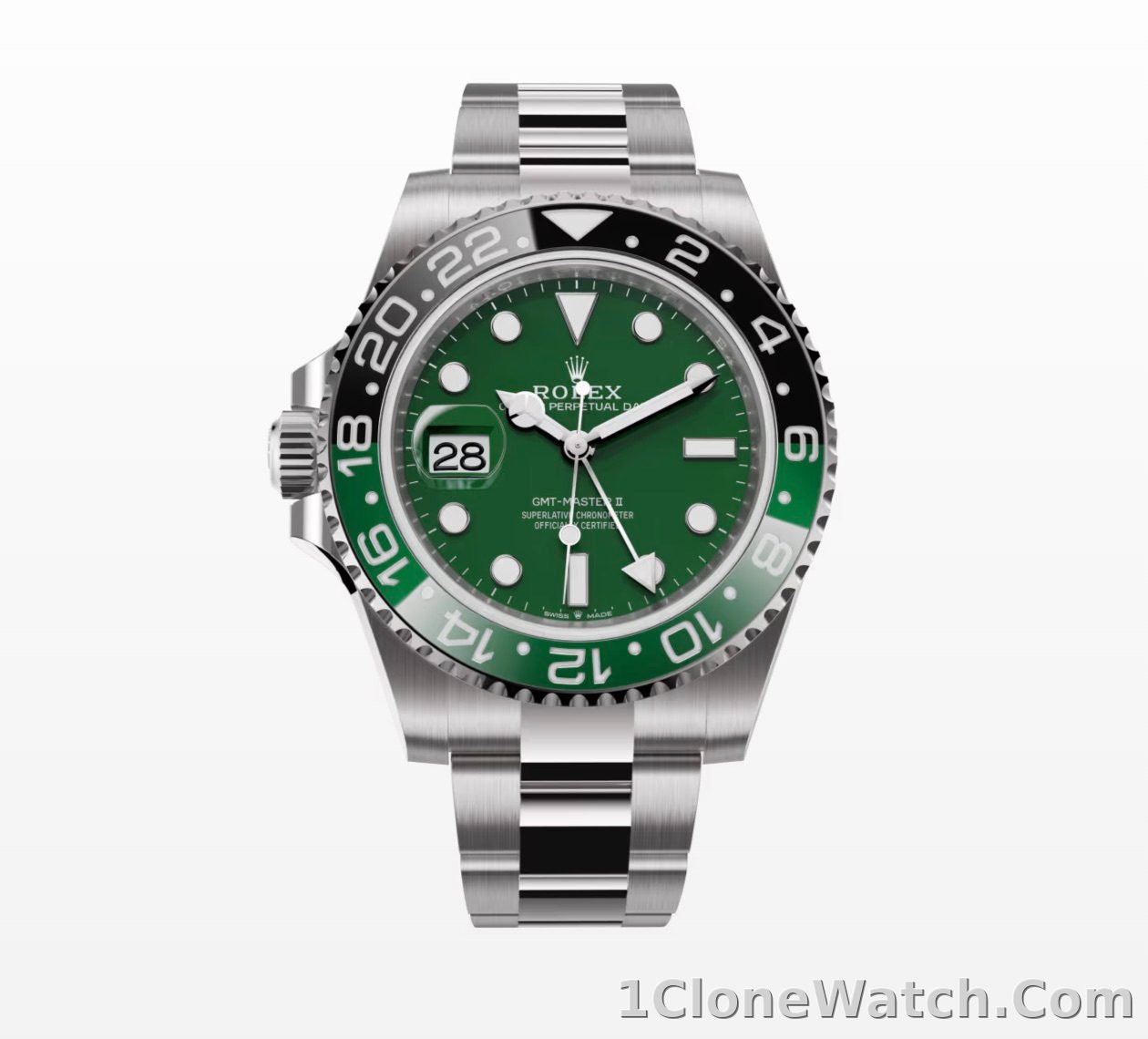 Superclone Rolex GMT-Master II 40 mm 126729VTNR Oyster “Absinthe” - detail