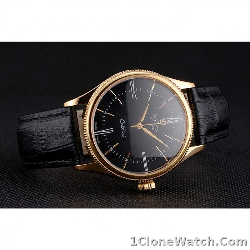 Superclone Rolex Cellini 38mm Black Dial REP016814 - detail