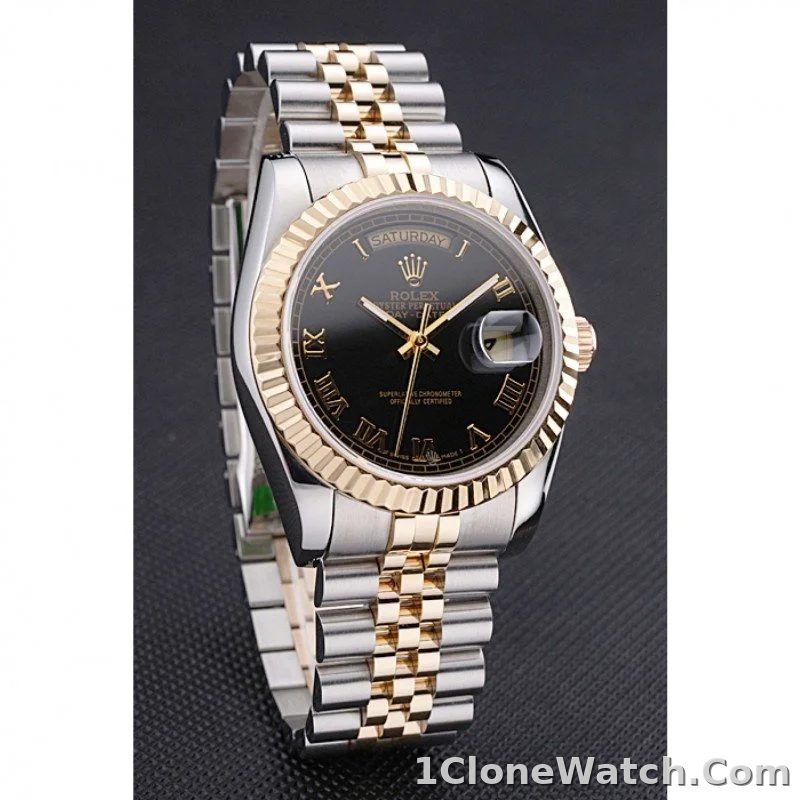 Superclone Rolex Day-Date 36mm Black Dial SRL78 - detail