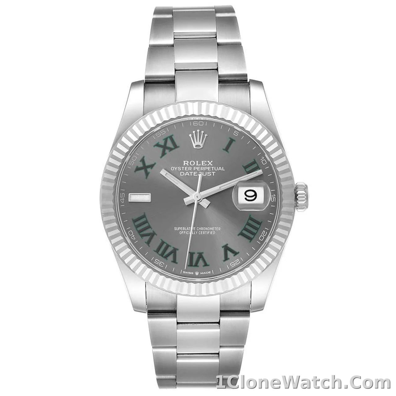 Superclone Rolex Datejust 41mm Rhodium Dial 126334  Wimbledon  Flutted / Oyster