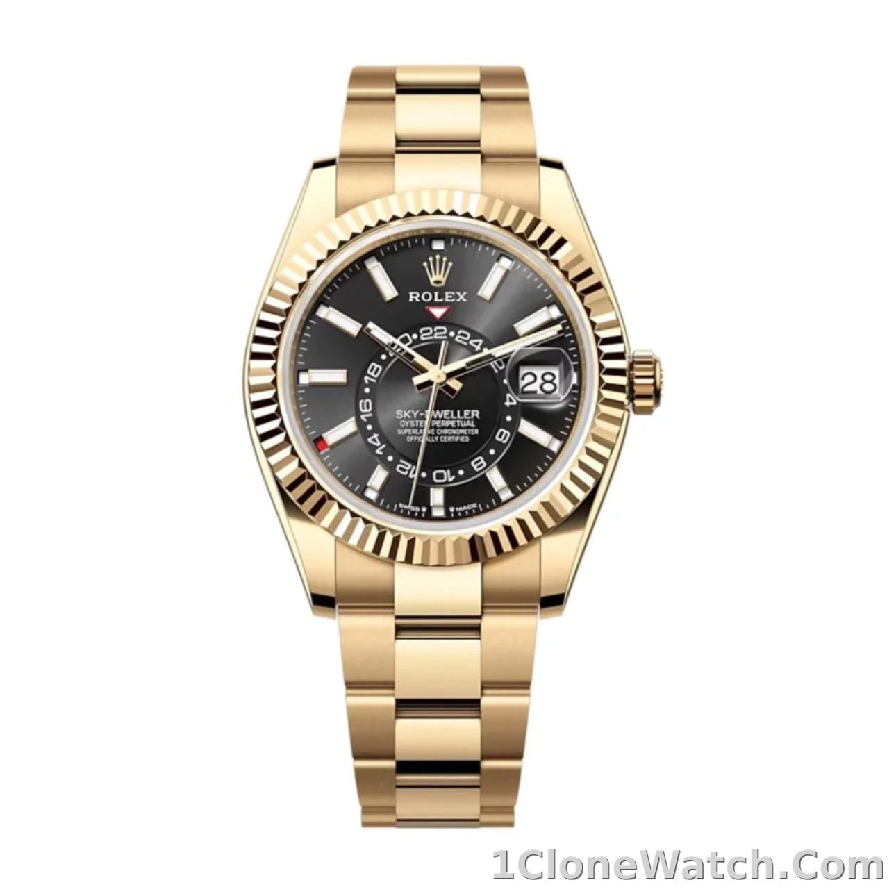 Superclone Rolex Sky-Dweller 42 mm Bright black Dial 336938