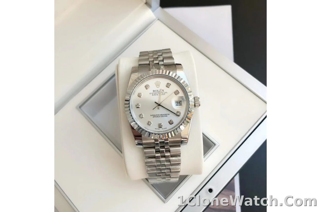 Couple Watches Rolex Datejust 36/28mm SS/SS Jub Sliver/Dia - detail
