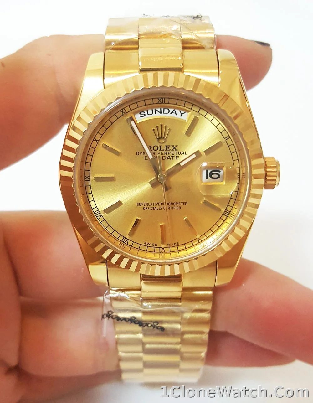 Rolex Day-Date 36mm Champagne Dial 1803 - detail
