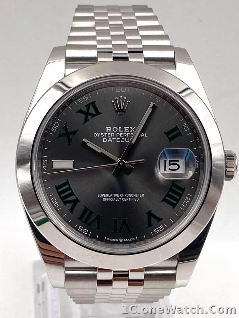 Superclone Rolex Datejust 41mm Rhodium Dial 126300  Wimbledon  Jubilee - detail
