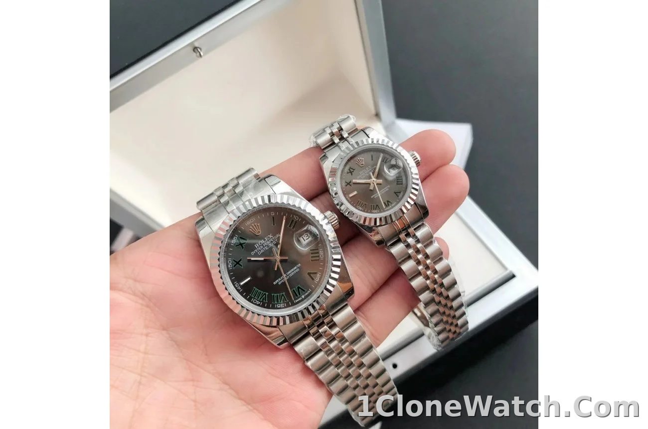 Couple Watches Rolex Datejust 36/28mm SS/SS Jub Grey/Rmn