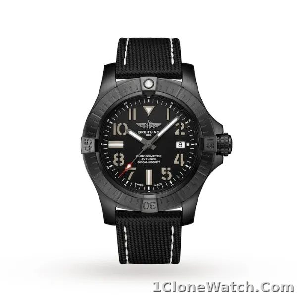 Breitling Avenger Men Automatic Black Leather Watch V17319101B1X2