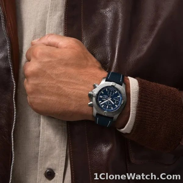 Breitling Avenger Men Automatic Blue Leather Watch A13385101C1X2 - detail
