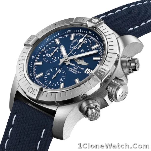 Breitling Avenger Men Automatic Blue Leather Watch A13385101C1X2 - detail