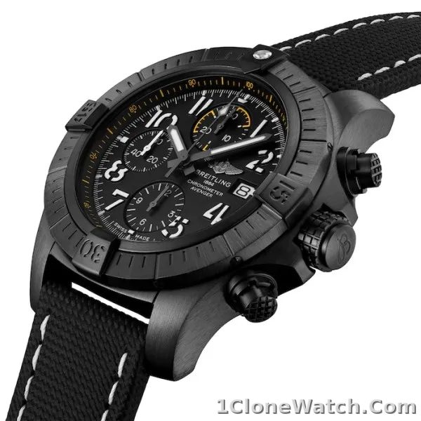 Breitling Avenger Men Automatic Black Leather Watch V13317101B1X2 - detail