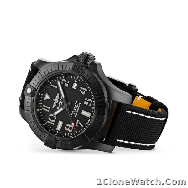 Breitling Avenger Men Automatic Black Leather Watch V17319101B1X2 - detail