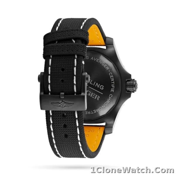 Breitling Avenger Men Automatic Black Leather Watch V17319101B1X2 - detail